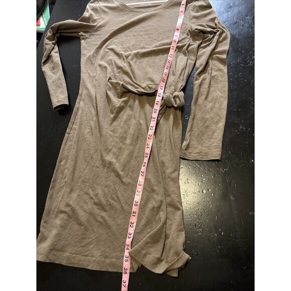 Aerie Olive Green Cotton Tie Waist Long Sleeve Dress Size Small - Picture 7 of 7